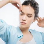 Eyebrow pain due to sinus pressure, migraine, or eye strain illustration