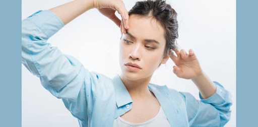 Eyebrow pain due to sinus pressure, migraine, or eye strain illustration